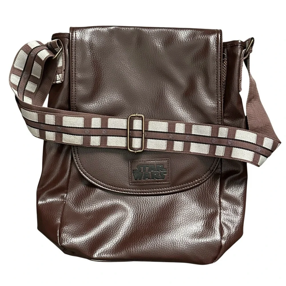Disney‎ Star Wars Chewbacca Brown Leather Messenger Bag Satchel Purse